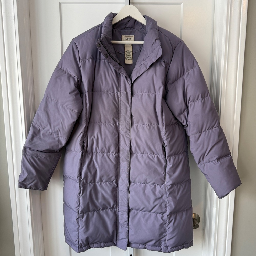 LL Bean Ultrawarm Long Down Coat Purple Puffer Parka Jacket XL‎